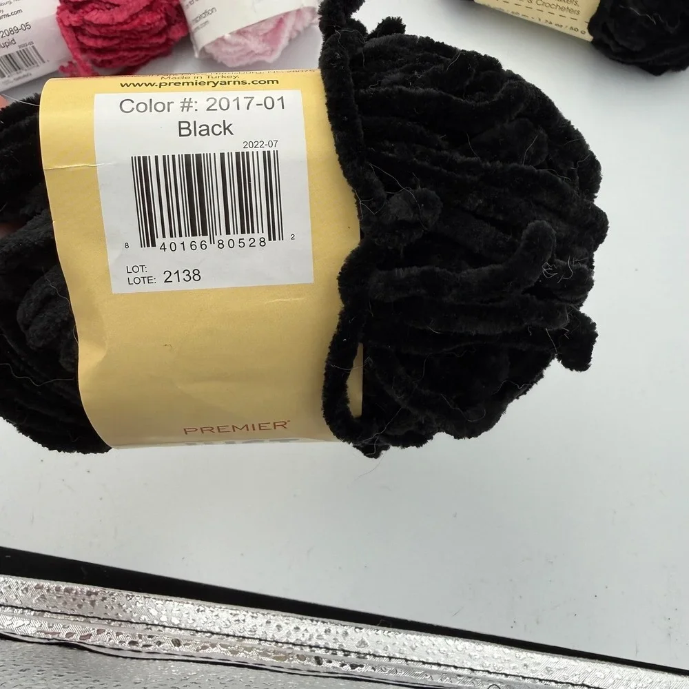 Lot of Premier Just Yarn Dream Chenille Yarn Bundle Red Pink Black Super Bulky